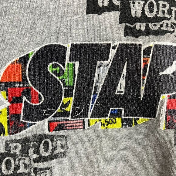 Rare Staple Pigeon Mens Sweater Size Medium Hoodie Pullover Gray Mulitcolor Riot - Picture 6 of 8